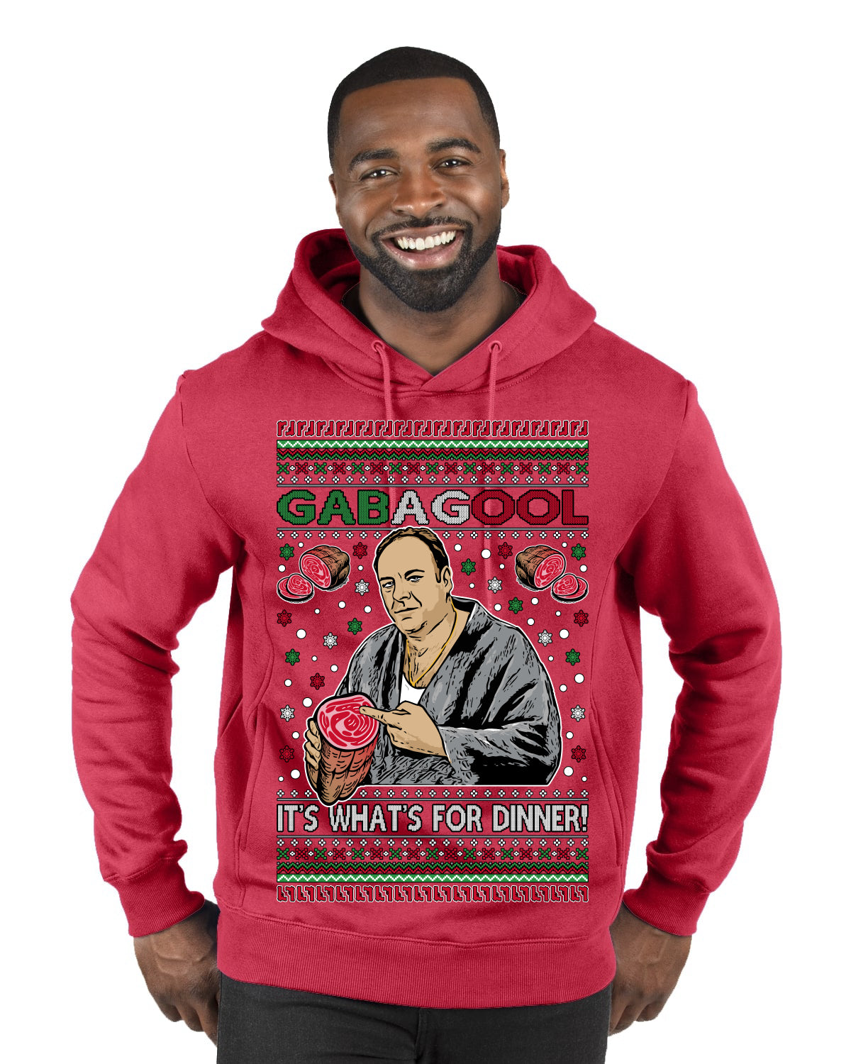 Gabagool It's What's for Dinner, Funny Tony Italian NJ New Jersey Mafia, Classic TV Show Ugly Christmas Sweater Premium Graphic Hoodie Sweatshirt