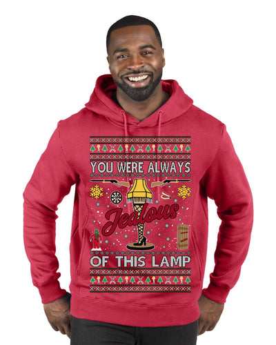 You Were Always Jealous Of This Lamp, Fra Gee Lay Classic 80s Xmas Movie Quote Fragile Leg Lamp Story Unisex Ugly Christmas Sweater Premium Graphic Hoodie Sweatshirt