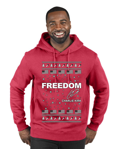 Freedom, Charlie Kirk Political Activist, Right Wing, Ugly Christmas Sweater Premium Graphic Hoodie Sweatshirt