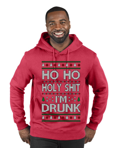 Ho Ho I'm Drunk, Funny Humor Christmas Unisex Sweater, Ugly Christmas Sweater Premium Graphic Hoodie Sweatshirt