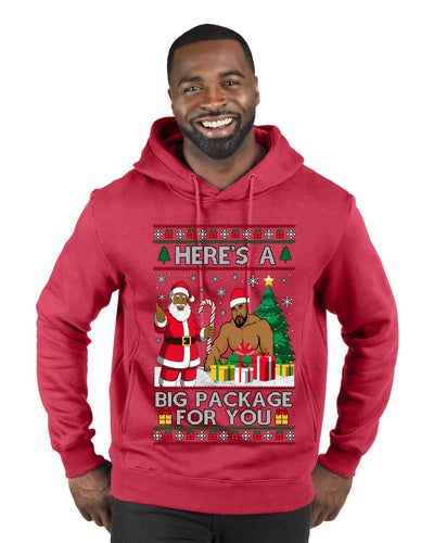 Here's A Big Package For You Black Santa Christmas Sweater, Ugly Christmas Sweater Premium Graphic Hoodie Sweatshirt