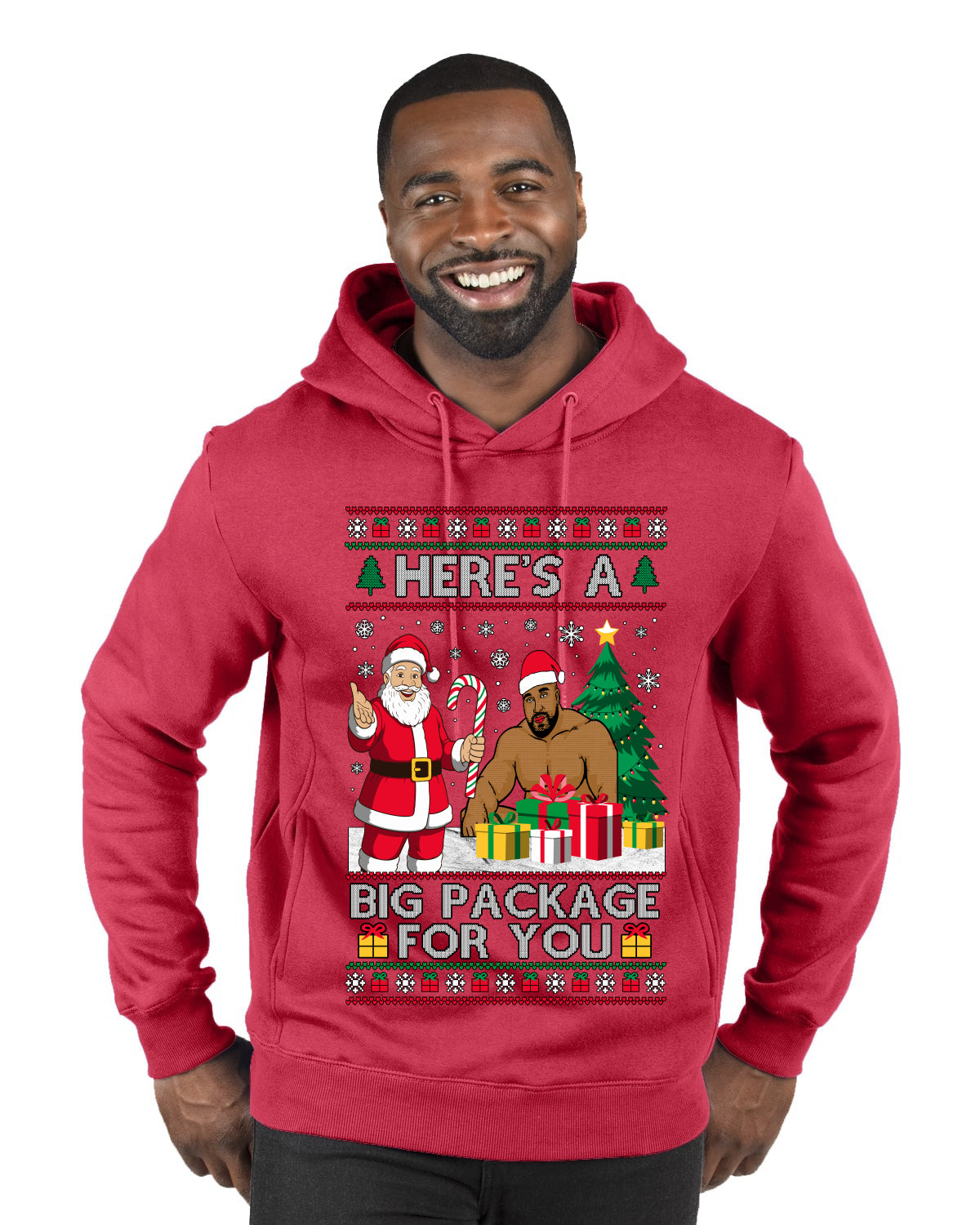 Here's A Big Package For You Santa Christmas Sweater, Ugly Christmas Sweater Premium Graphic Hoodie Sweatshirt