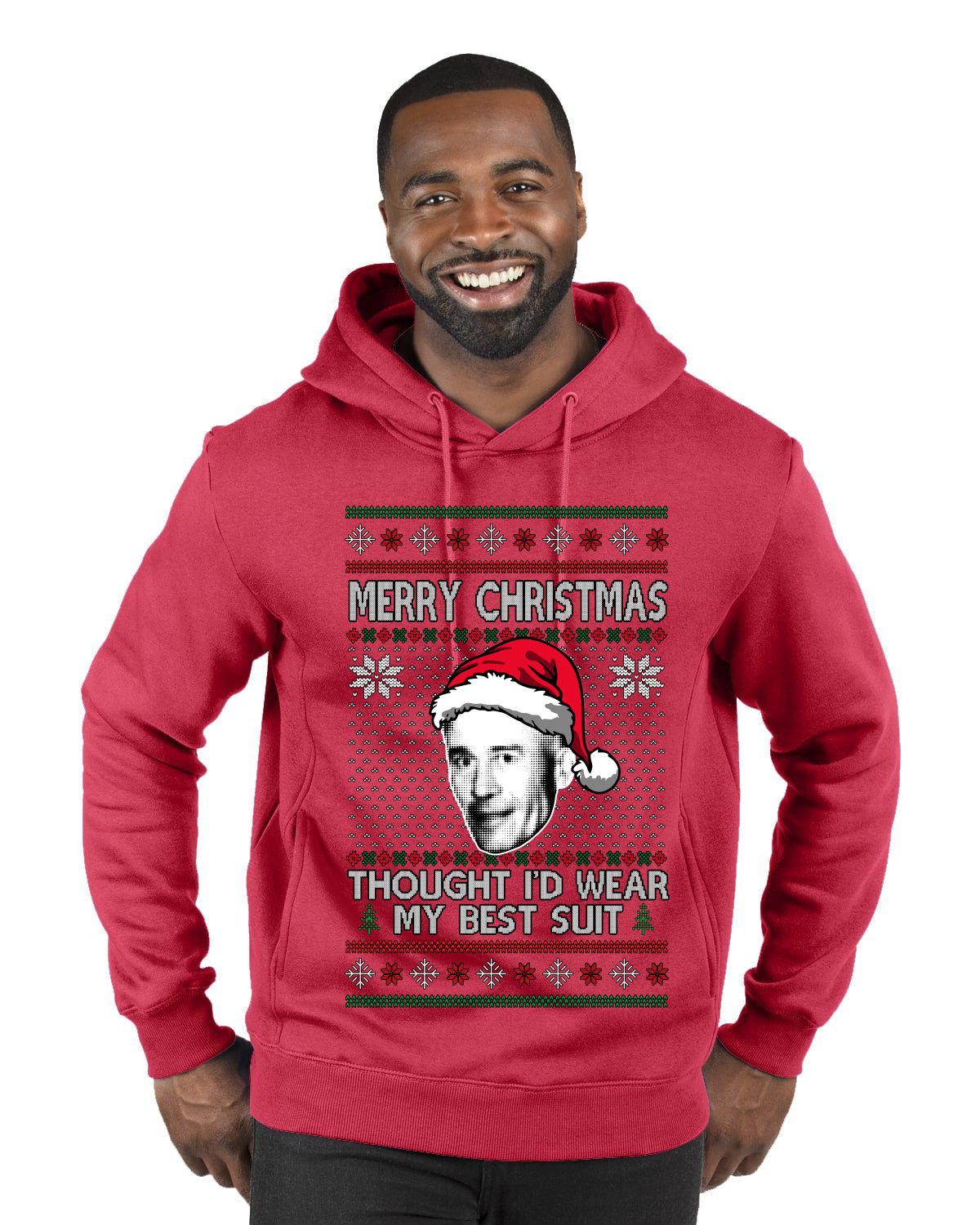 Thought I'd Wear My Best Suit Ed Gein, Ugly Christmas Sweater Premium Graphic Hoodie Sweatshirt
