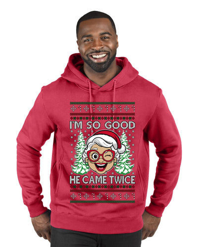 So Good He Came Twice, Ugly Christmas Sweater Unisex Premium Graphic Hoodie Sweatshirt