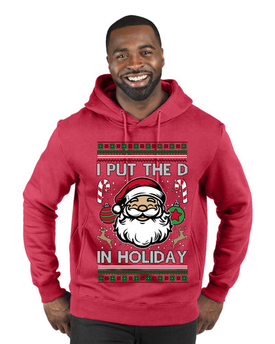 I Put The D In Holiday, Ugly Christmas Sweater Unisex Premium Graphic Hoodie Sweatshirt