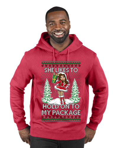 Hold My Package, Ugly Christmas Sweater Unisex Unisex Premium Graphic Hoodie Sweatshirt