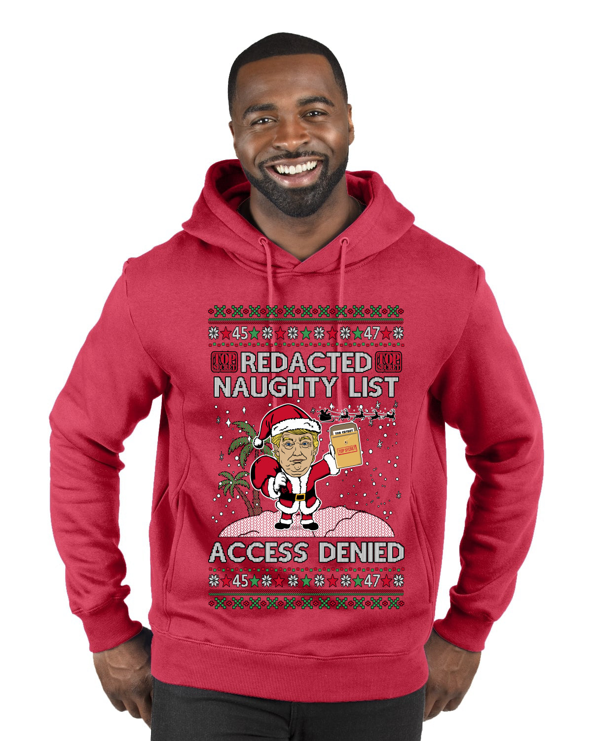 Redacted Naughty List Access Denied, Ugly Christmas Sweater Unisex Unisex Premium Graphic Hoodie Sweatshirt