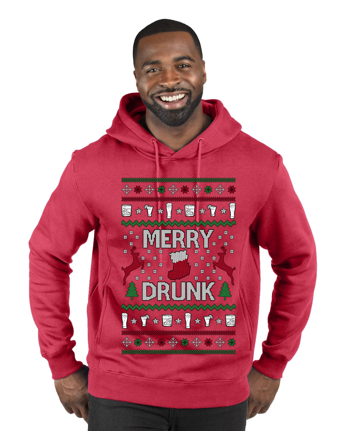 Merry Drunk, Ugly Christmas Sweater Unisex Unisex Premium Graphic Hoodie Sweatshirt