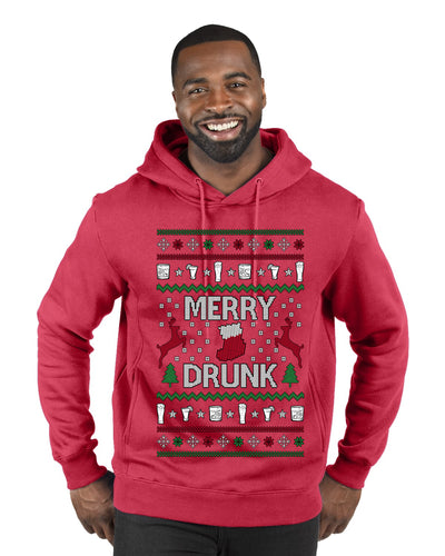 Merry Drunk, Ugly Christmas Sweater Unisex Unisex Premium Graphic Hoodie Sweatshirt