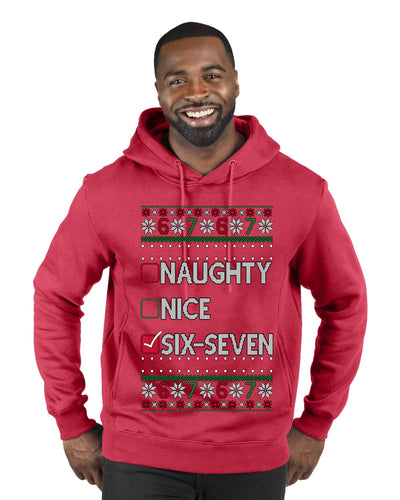 Naughty Nice 6 7 Checklist, Ugly Christmas Sweater Unisex Premium Graphic Hoodie Sweatshirt