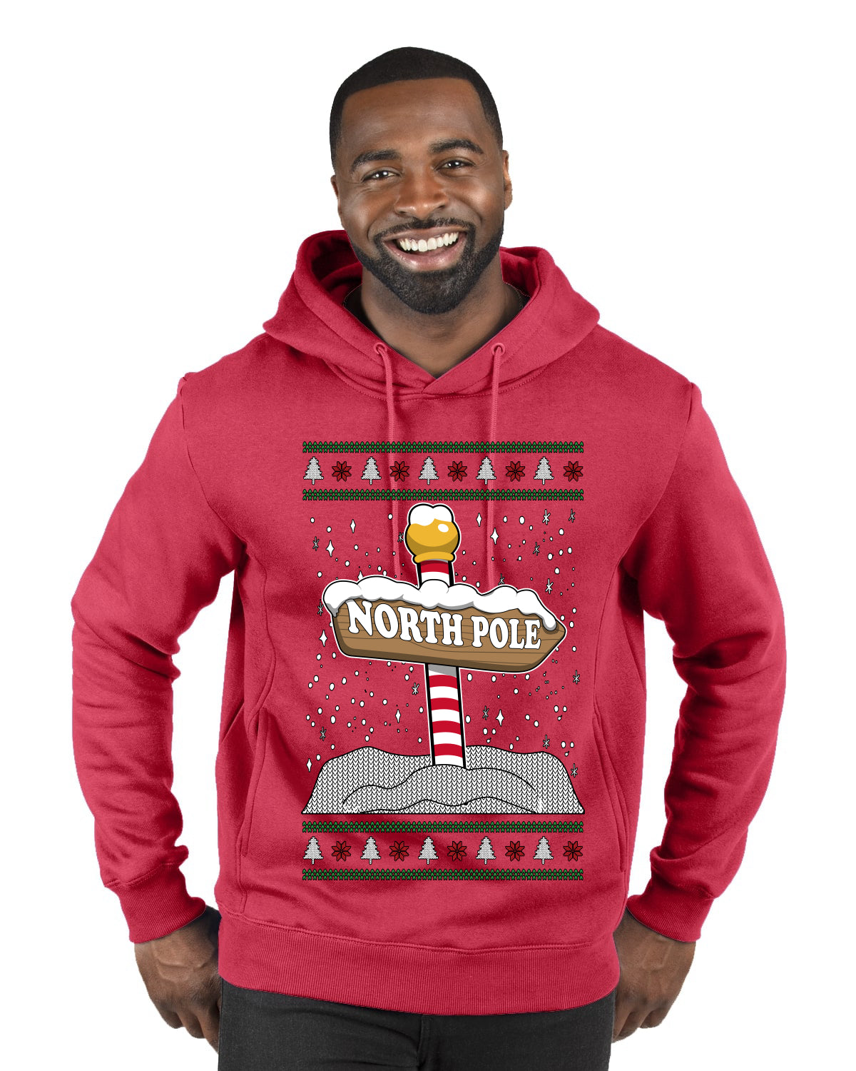 North Pole, Ugly Christmas Sweater Unisex Premium Graphic Hoodie Sweatshirt
