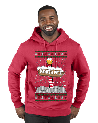 North Pole, Ugly Christmas Sweater Unisex Premium Graphic Hoodie Sweatshirt