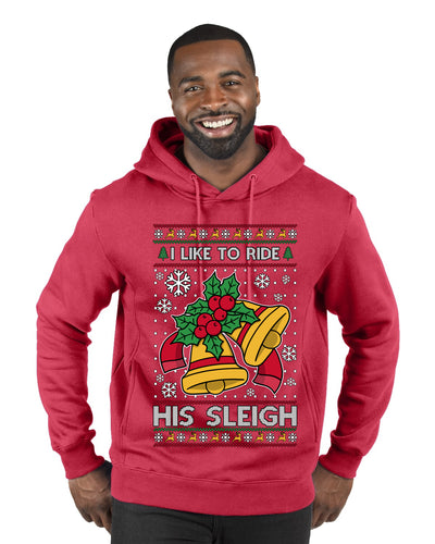 I Like To Ride His Sleigh, Ugly Christmas Sweater Unisex Premium Graphic Hoodie Sweatshirt