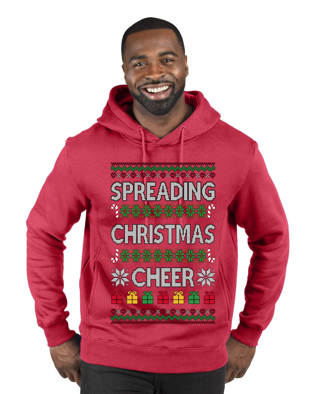 Spreading Christmas Cheer, Ugly Christmas Sweater Unisex Premium Graphic Hoodie Sweatshirt