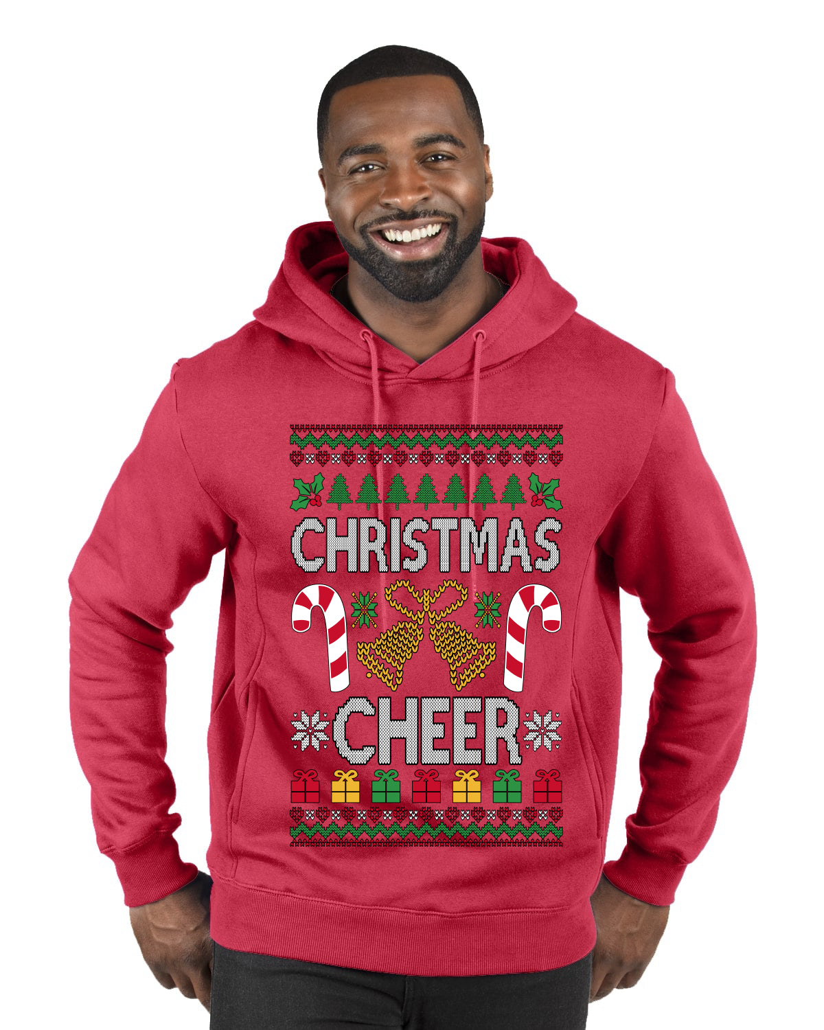 Christmas Cheer, Ugly Christmas Sweater Unisex Premium Graphic Hoodie Sweatshirt