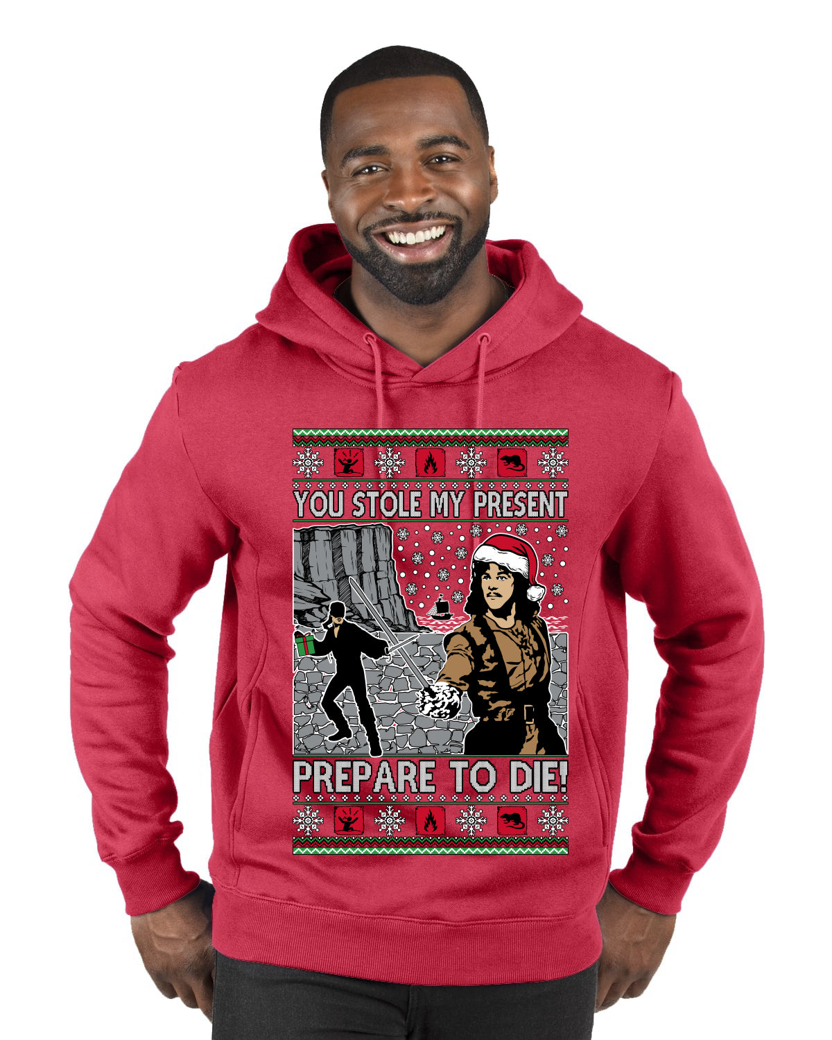 You Stole My Present Prepare To Die Cult Classic, Ugly Christmas Sweater Unisex Premium Graphic Hoodie Sweatshirt