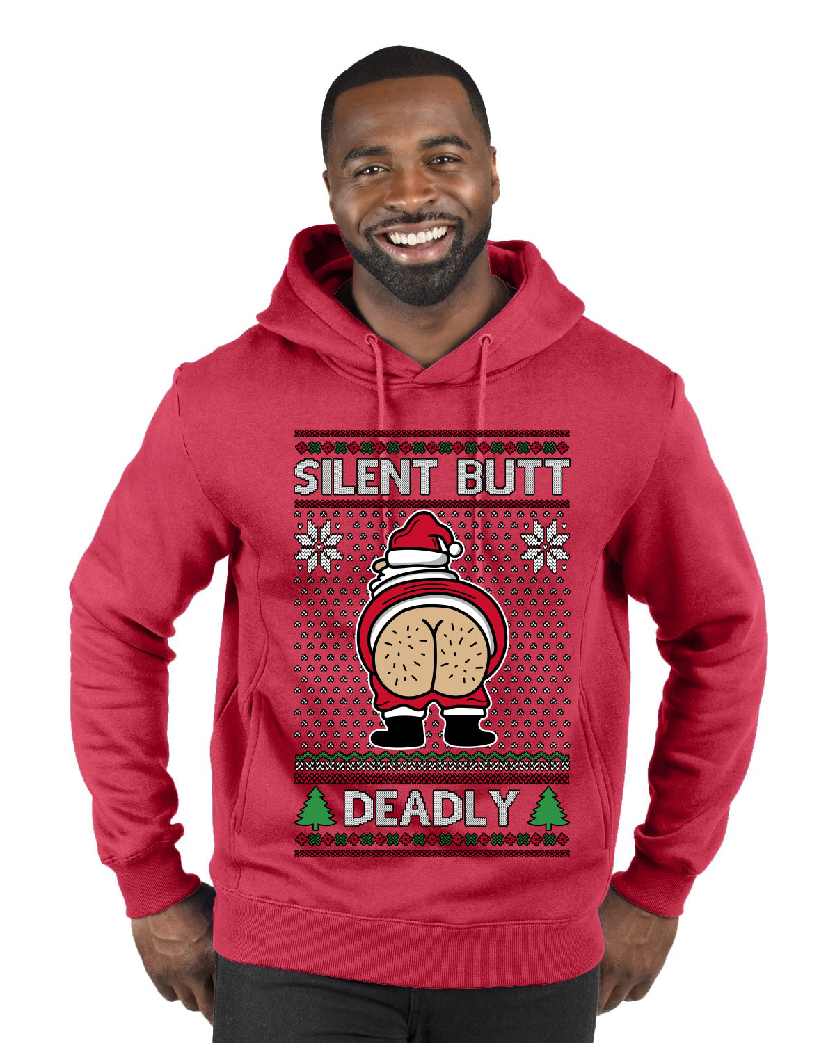 Silent Butt Deadly Farting Santa, Ugly Christmas Sweater Unisex Premium Graphic Hoodie Sweatshirt