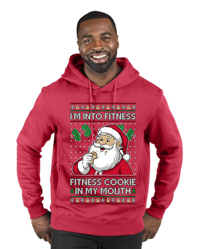 I'm Into Fitness Cookie In My Mouth Santa, Ugly Christmas Sweater Unisex Premium Graphic Hoodie Sweatshirt