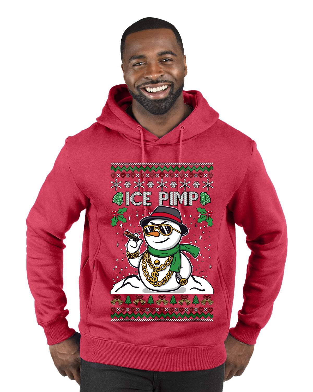 Ice Pimp, Ugly Christmas Sweater Unisex Premium Graphic Hoodie Sweatshirt