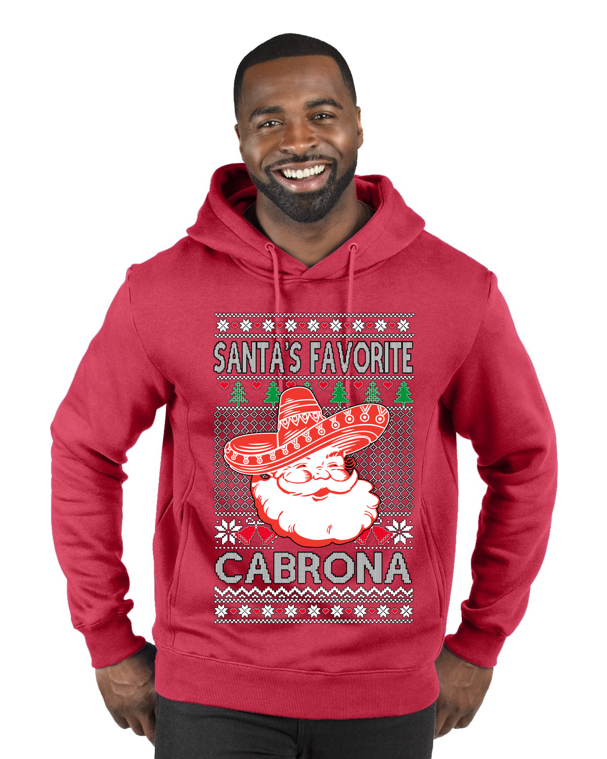 Santa's Favorite Cabrona, Ugly Christmas Sweater Unisex Premium Graphic Hoodie Sweatshirt