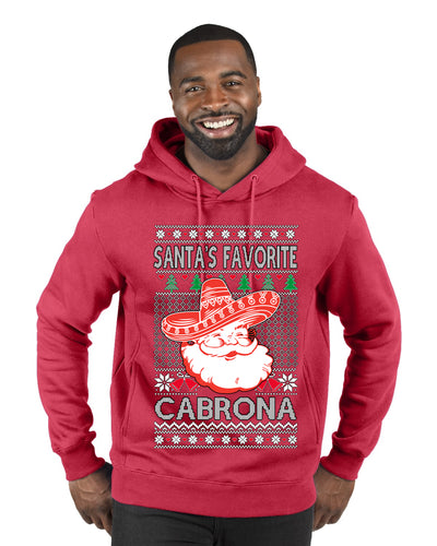 Santa's Favorite Cabrona, Ugly Christmas Sweater Unisex Premium Graphic Hoodie Sweatshirt