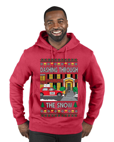 Dashing Through The Snow Classic 90s Holiday Movie, Ugly Christmas Sweater Unisex Premium Graphic Hoodie Sweatshirt