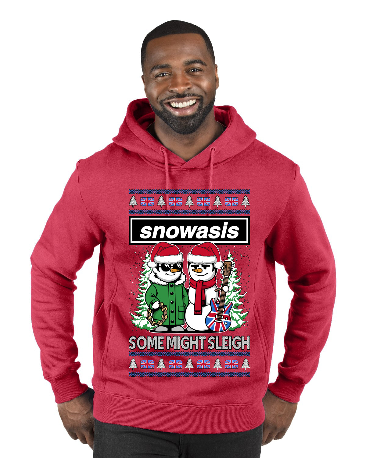 Snowasis English Rock Band Parody, Ugly Christmas Sweater Unisex Premium Graphic Hoodie Sweatshirt