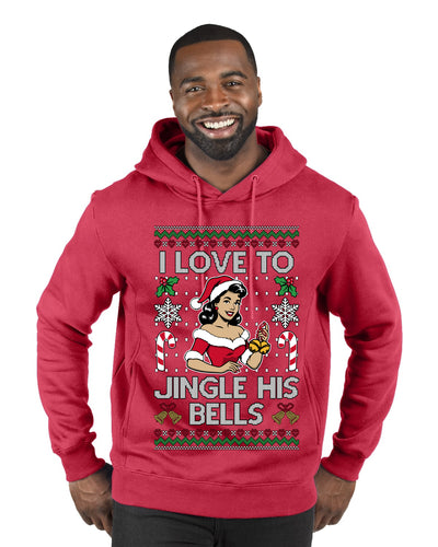 I Love To Jingle His Bells, Ugly Christmas Sweater Unisex Premium Graphic Hoodie Sweatshirt