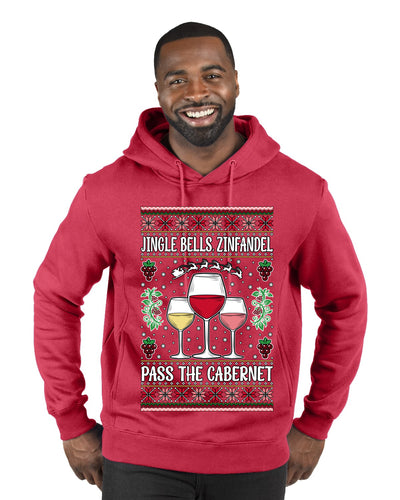 Jingle Bells, Zinfandel Pass The Cabernet Wine Drinker, Ugly Christmas Sweater Unisex Premium Graphic Hoodie Sweatshirt