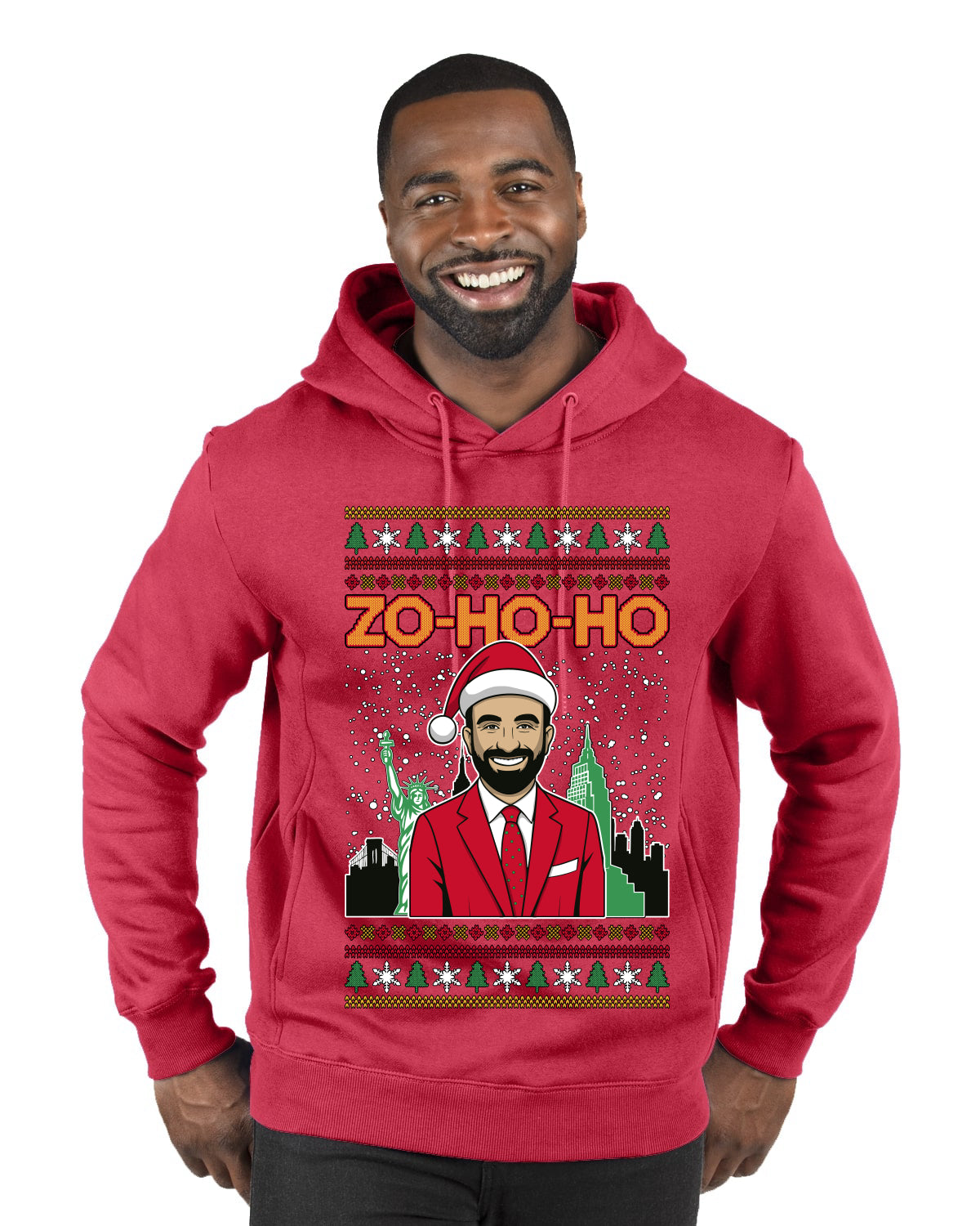 Zo Ho Ho Zohran Mamdani NYC, Ugly Christmas Sweater Unisex Premium Graphic Hoodie Sweatshirt