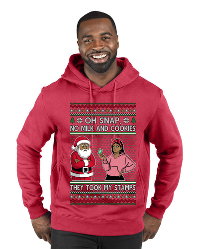 Oh Snap, No Milk And Cookies, They Took my Stamps, Ugly Christmas Sweater Unisex Premium Graphic Hoodie Sweatshirt