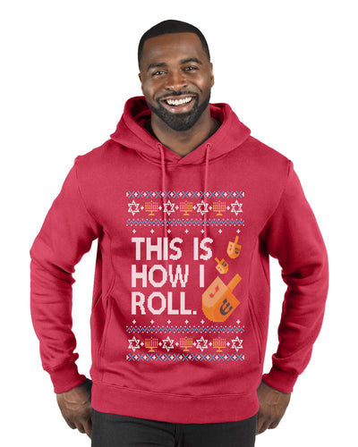 This Is How I Roll Dreidel Hanukkah, Ugly Christmas Sweater Unisex Premium Graphic Hoodie Sweatshirt
