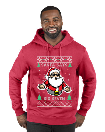 Santa Says 6 7 Meme, Ugly Christmas Sweater Unisex Premium Graphic Hoodie Sweatshirt