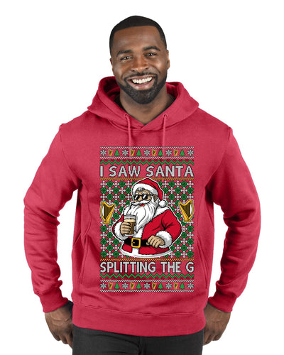 I Saw Santa Splitting The G, Ugly Christmas Sweater Unisex Premium Graphic Hoodie Sweatshirt