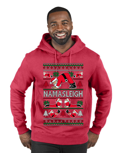 Namasleigh, Namaste Yoga Santa Claus, Ugly Christmas Sweater Unisex Premium Graphic Hoodie Sweatshirt