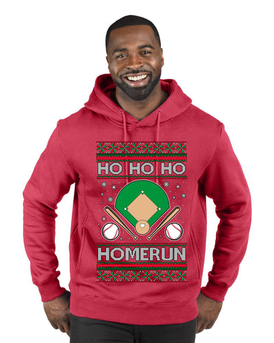 Ho Ho Ho Homerun, Baseball Fan Christmas Design, Ugly Christmas Sweater Unisex Premium Graphic Hoodie Sweatshirt