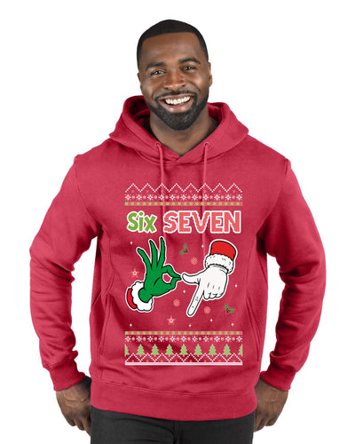 6 7 Christmas Hands, Ugly Christmas Sweater Unisex Premium Graphic Hoodie Sweatshirt