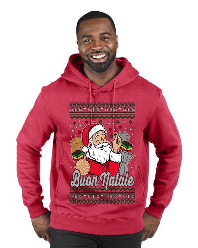 Buon Natale, Italian Santa Claus, Funny, Italian American Humor, Ugly Christmas Sweater Unisex Premium Graphic Hoodie Sweatshirt