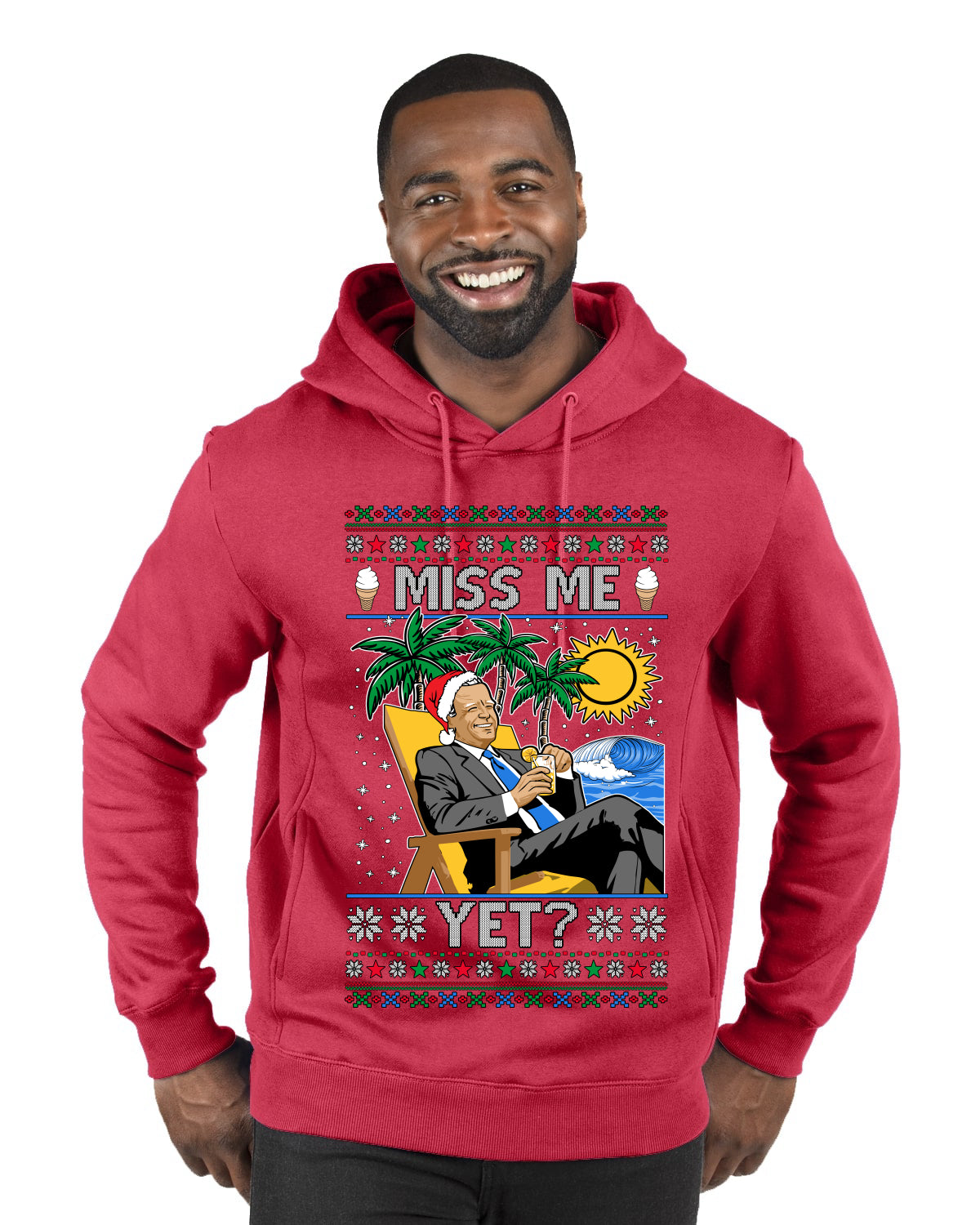 Miss Me Yet? President USA Design, Ugly Christmas Sweater Unisex Premium Graphic Hoodie Sweatshirt