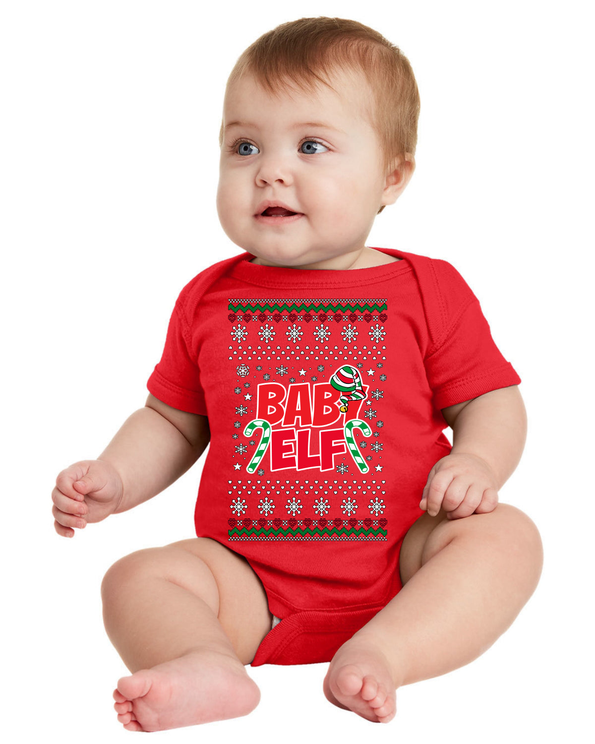 Baby Elf Cute Holiday Winter Infant Toddler Creeper Boys Girls Ugly Christmas Sweater Baby Creeper Boys Girls Infant Bodysuit