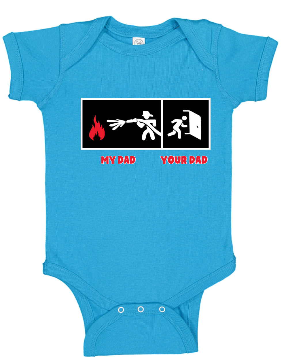 My Dad vs Your Dad Firefighter Gift Humor Baby Creeper Boys Girls Infant Bodysuit