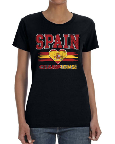 Spain Soccer Champions Fan Shirt Heart Flag and Soccer Ball Spanish Game Day Gift Sports Womens T-Shirt Sports Womens Graphic T-Shirt