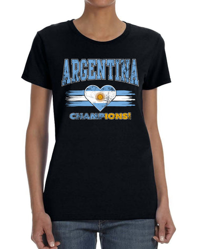 Argentina Soccer Champions Fan Shirt Heart Flag and Soccer Ball  Game Day Gift Sports Womens T-Shirt Sports Womens Graphic T-Shirt