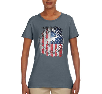 US Flag Ford Bronco Cars and Trucks Womens Graphic T-Shirt