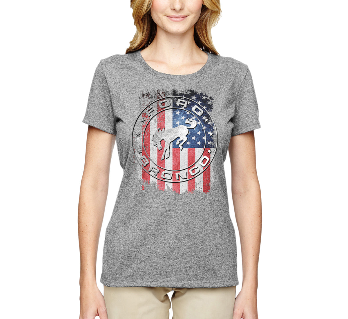 US Flag Ford Bronco Cars and Trucks Womens Graphic T-Shirt