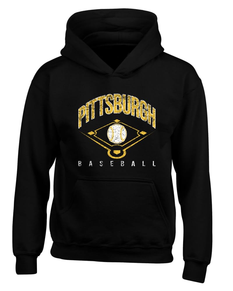 American Baseball Fan Vintage Distressed Field Sports Gift Youth Hooded Sweatshirt