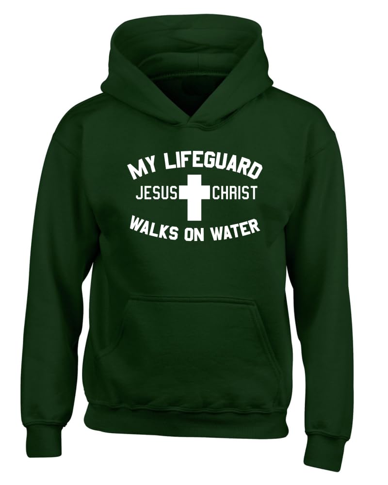 My Lifeguard Walks on Water Jesus Christ Bible Inspirational/Christian Youth Hooded Graphic Sweatshirt