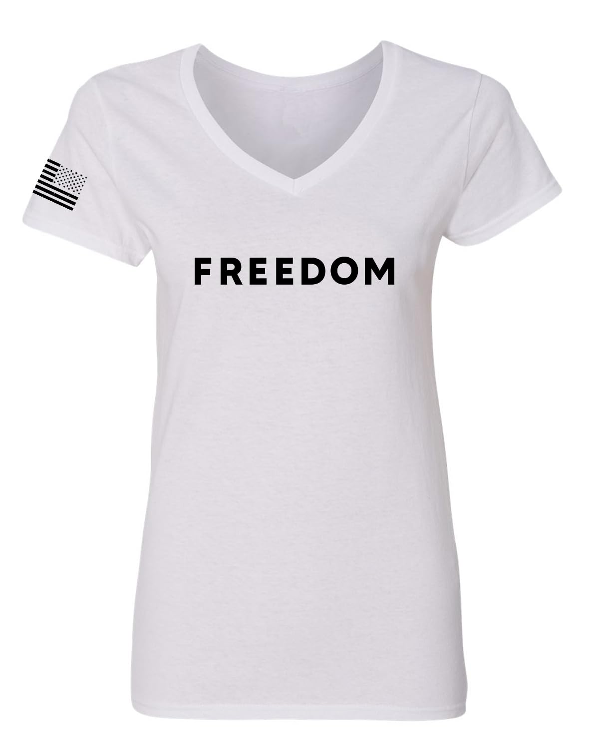 Freedom God Family Patriotism Shirt, Christian Conservative Tee for Women, Women’s Standard V-Neck Tee