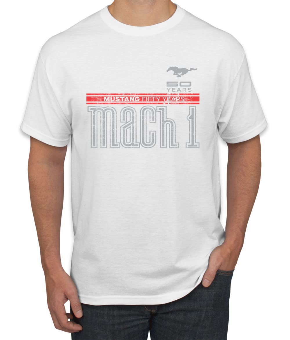 Ford Mustang 50 Years Logo Mach 1 Classic Emblem Cars and Trucks Men's Graphic T-Shirt