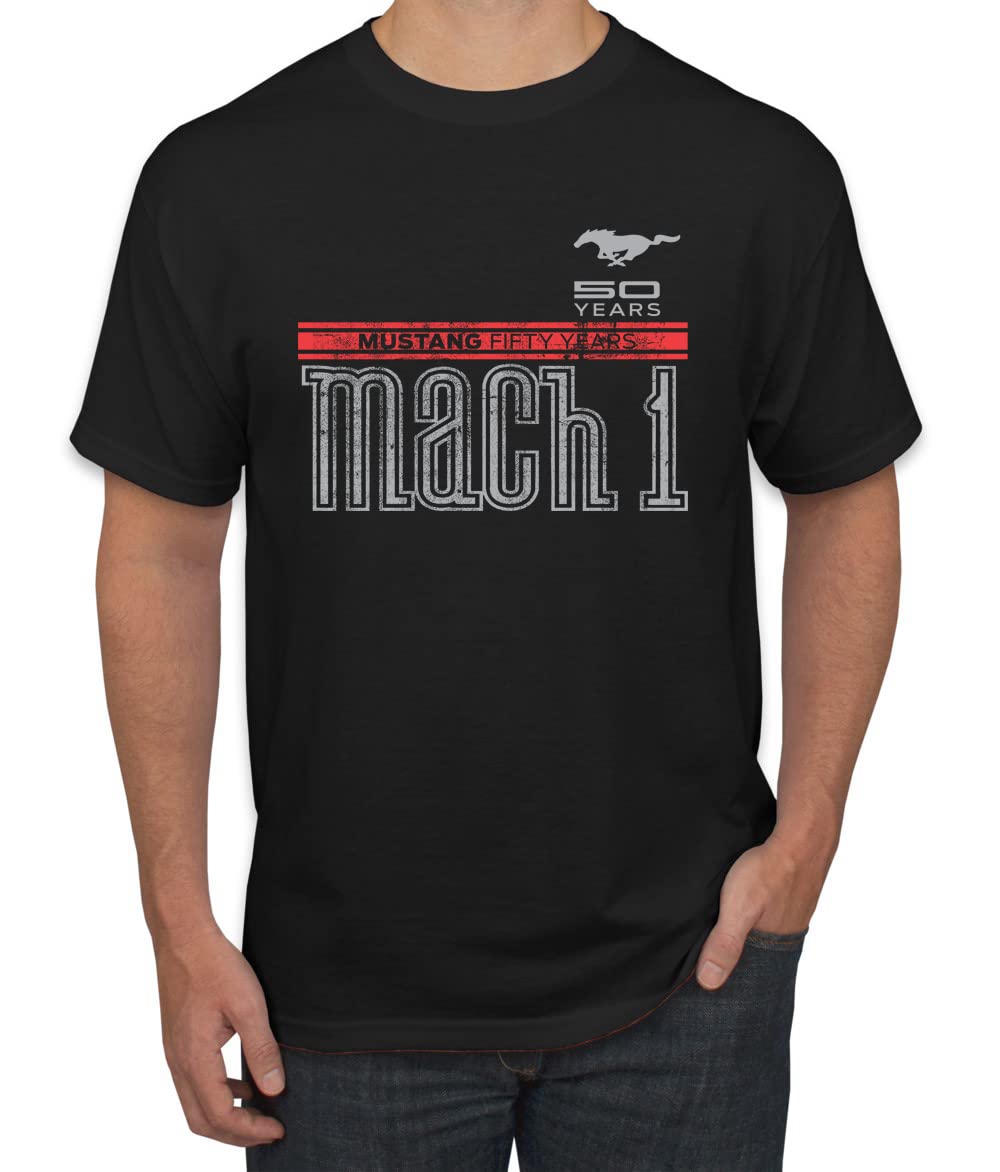 Ford Mustang 50 Years Logo Mach 1 Classic Emblem Cars and Trucks Men's Graphic T-Shirt